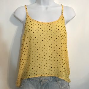 Everly yellow and black polka dot tank top. Medium
